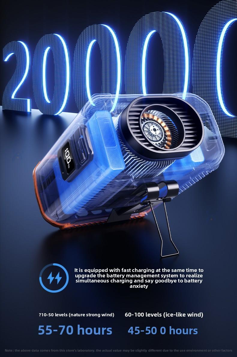 HOOYS Personal Waist Portable Rechargeable Fan, 6000mAh Battery Power bank, 5 Speeds 5300RPM Airflow, LED Light, Wearable Belt Fan for Outdoor, Jobsite, Farms, Traveling, Fishing