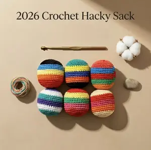 1/6/12 PCS Hand-Made Knitted Hacky Sack 2026 Upgraded Assorted Geometric Pattern Foot Bag Crochet Hacky Sacks Multicolored Juggling Balls for Adult Beginners Ready to Use