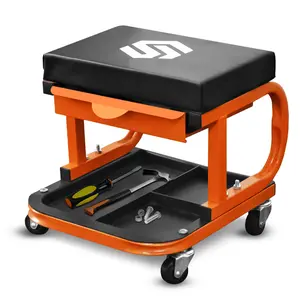Sekam All-in-One Mechanic's Stool - Comfortable Rolling Workshop Seat with Dual Storage (Tray + Platform) & Brake Wheels | 250LB Max Weight