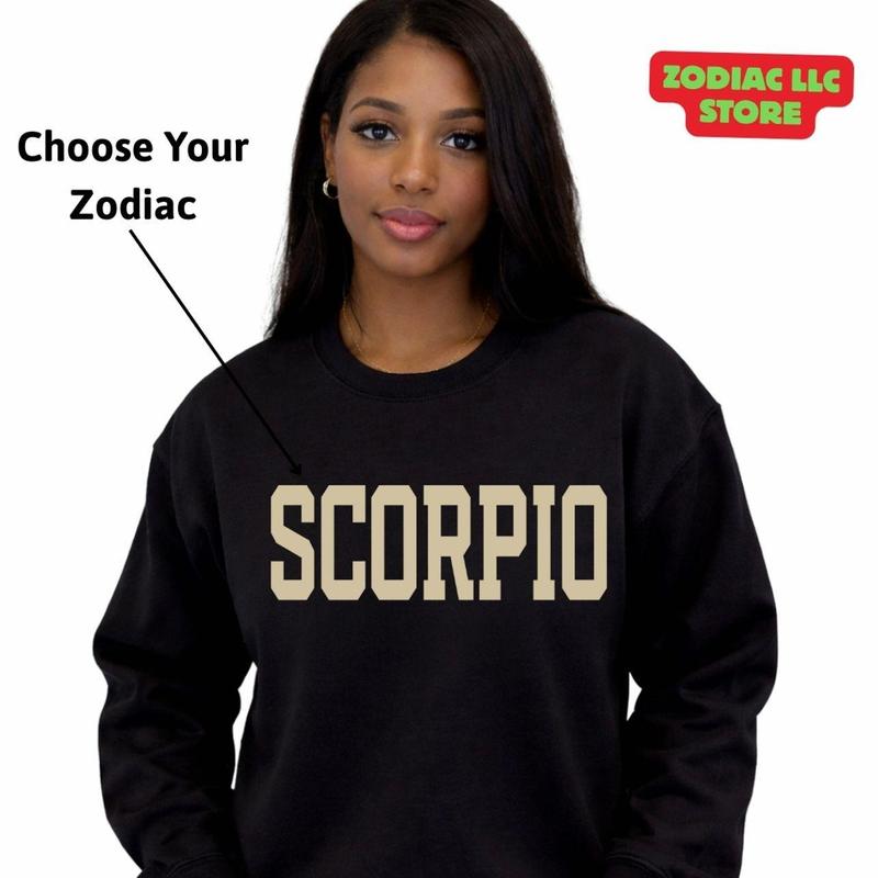 Full 12 ZODIAC SWEATSHIRT– Zodiac Astrology Sign Unisex Crewneck for Men and Women, Cozy Horoscope Pullover Letter Design, Perfect Gift for Zodiac Lovers - AG