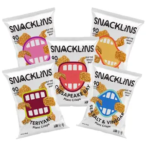 SNACKLINS Classics Snack Size Sampler 5 Pack - Nacho, BBQ, Teriyaki, Chesapeake Bay and Sea Salt & Vinegar Veggie Crisps Vegan Gluten-Free Under 90 Calories