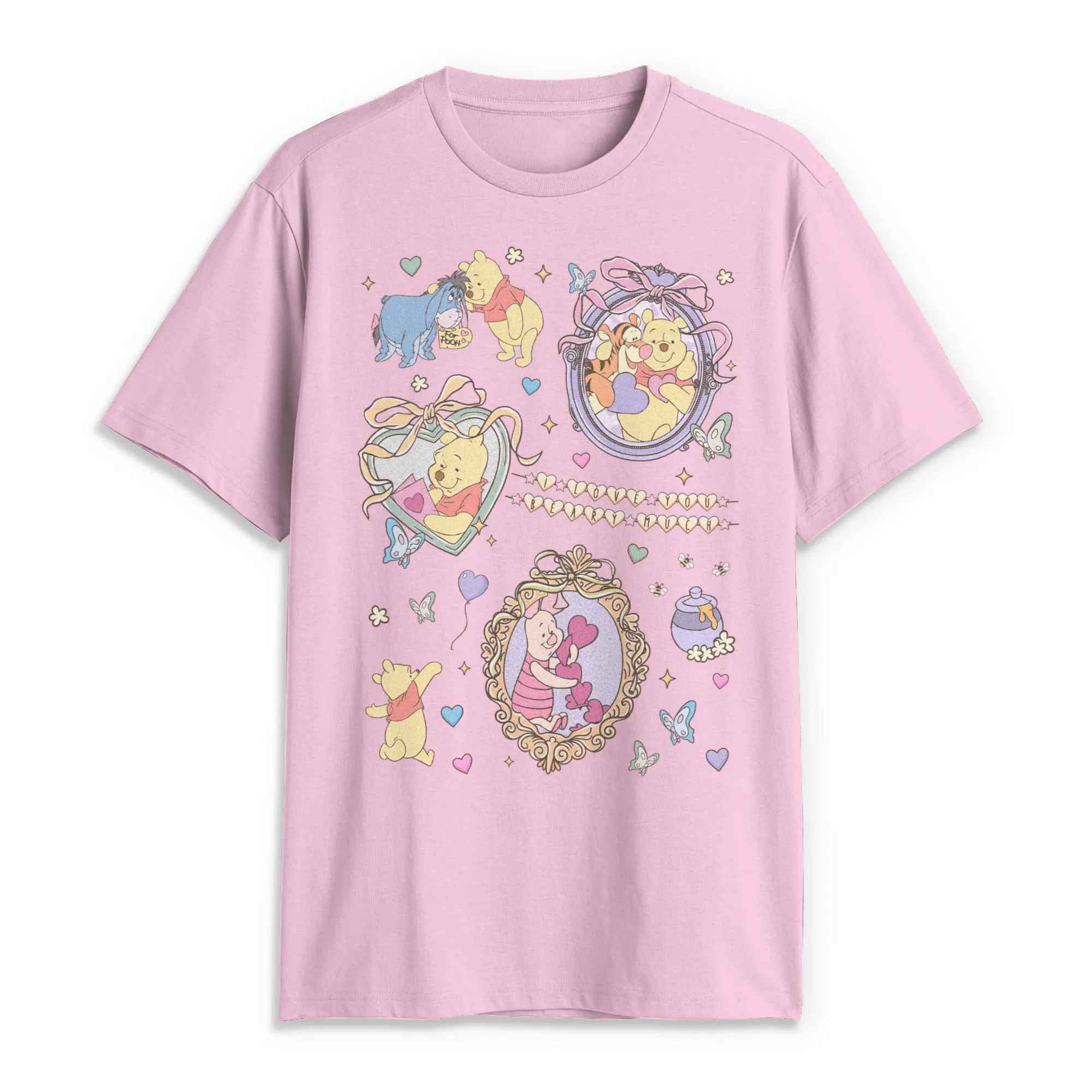 Disney Men's Short-Sleeve Winnie the Pooh & Friends Pastel I Love You Beary Much Graphic Print T-Shirt, Menswear T-Shirt
