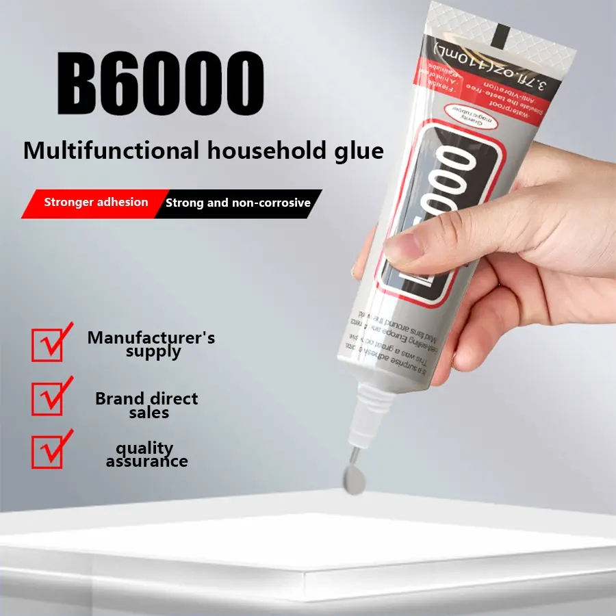 B6000 Glue, Adhesive for Handicrafts – 25ml/50ml/110ml (with complimentary tweezers), Strong adhesion for mobile phone case decorations, hair clips, pearls, and other materials. Cures to a transparent, soft, and flexible finish, ideal for DIY projects