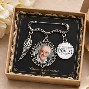 (Custom in Description) Personalized Memorial Photo Brooch Pin, Custom Sympathy Pin Gift, In Loving Memory Charm, Wedding Memorial Photo Pin, Funeral Remembrance Keepsake