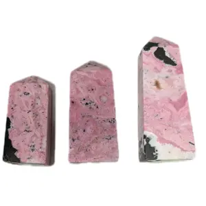 Natural Peruvian Rhodonite Crystal Towers - Handcrafted Healing Stones for Home Decor & Energy Enhancement