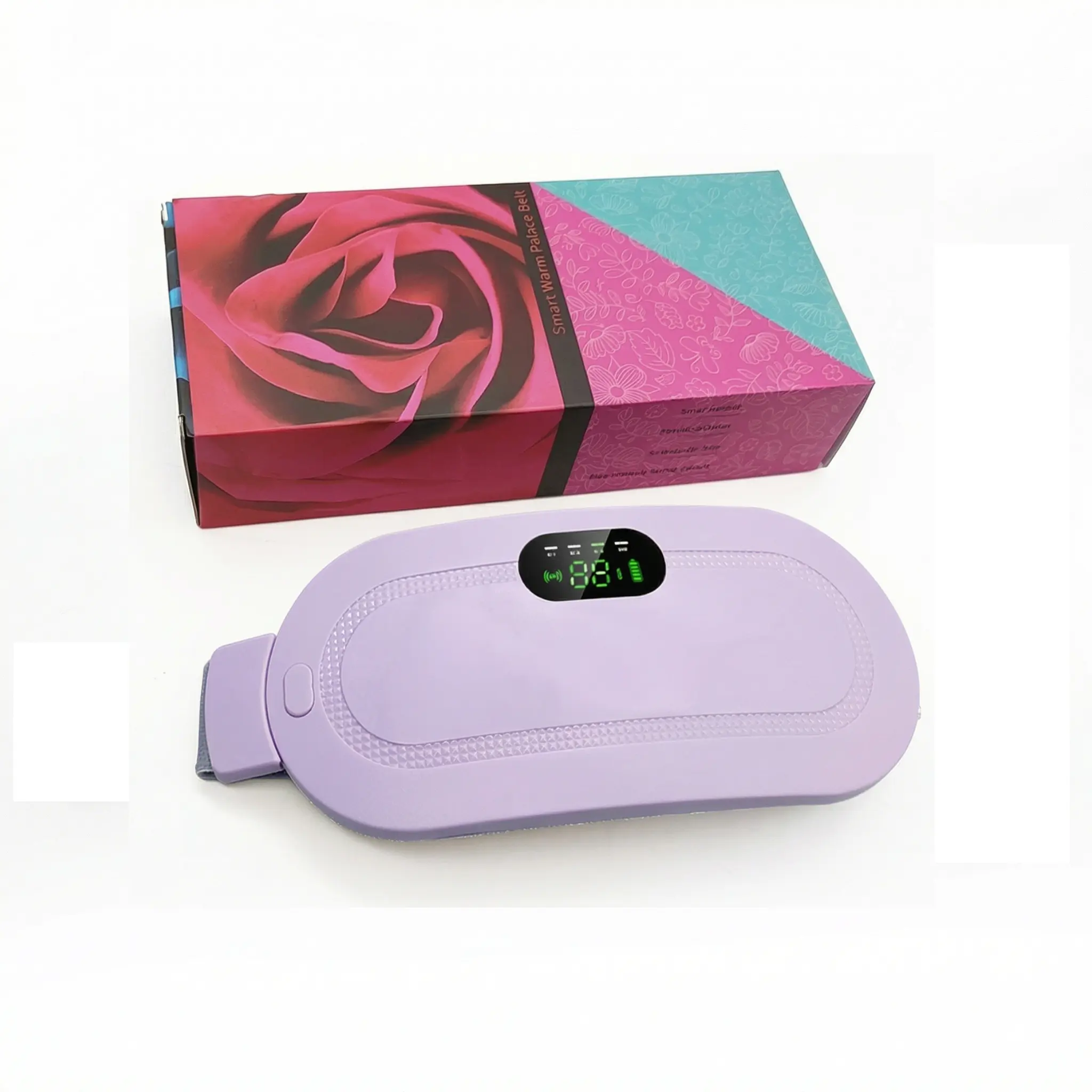 Cordless Smart Menstrual Heating Pad & Uterus Warmer Belt, Electric Waist Belt with Heat & Vibration, Portable Abdominal Pain Relief Massager
