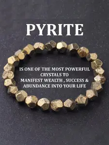 Pyrite Natural Stone Rhombus Irregular Bead Bracelet, Pyrite Hand Chain for Men and Women, Attracts Wealth and Good Luck, Energy Bracelet