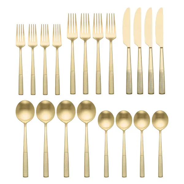Lenox 898325 Modulus Champagne Satin Flatware Set - 20 Piece