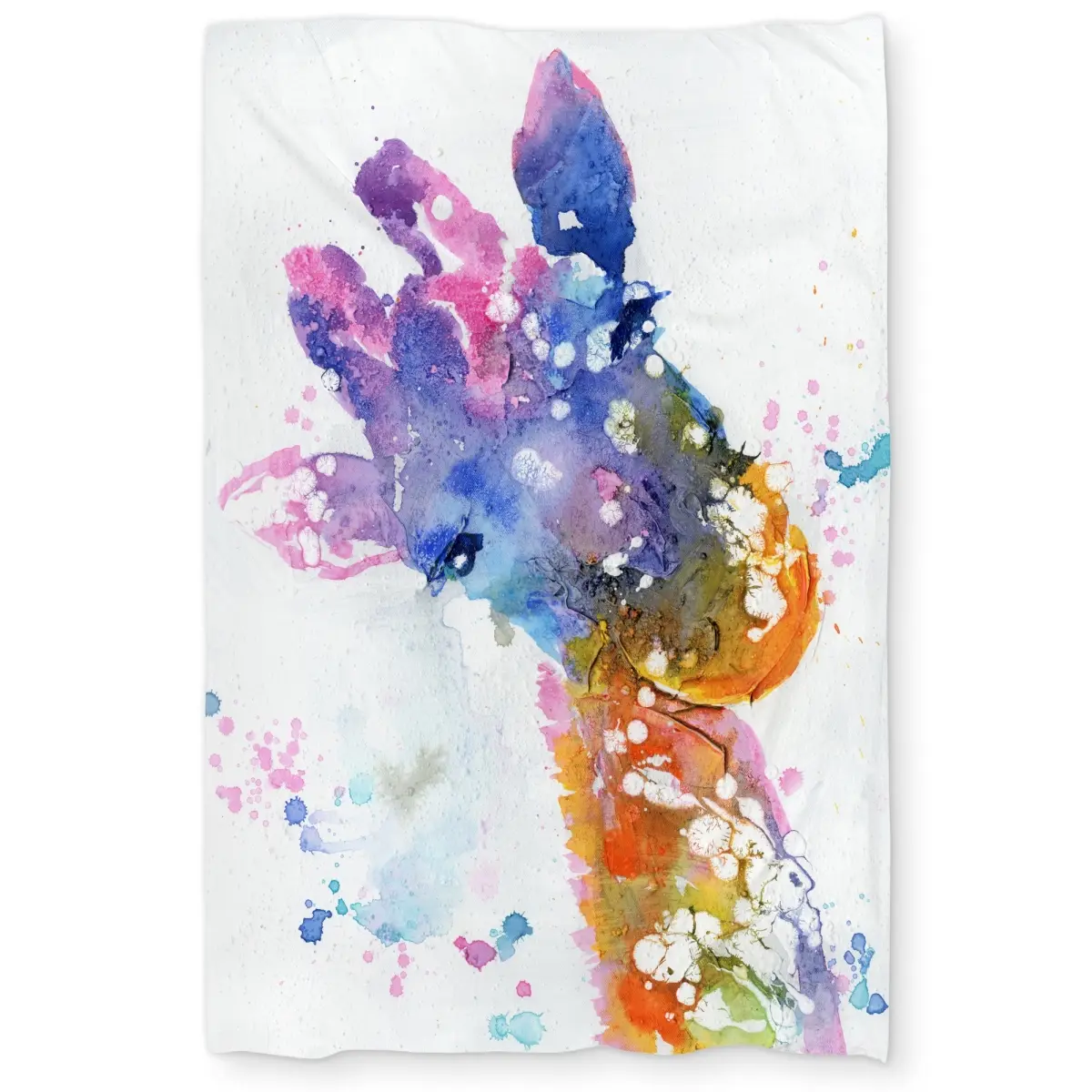 360 Stand Decorative Duvet Cover - Abstract Giraffe with Color Splash Design, Twin Extra Long Size, Contemporary Home Bedding Accessory, Graphic Duvet Covers, Abstract Graphic Duvet Covers