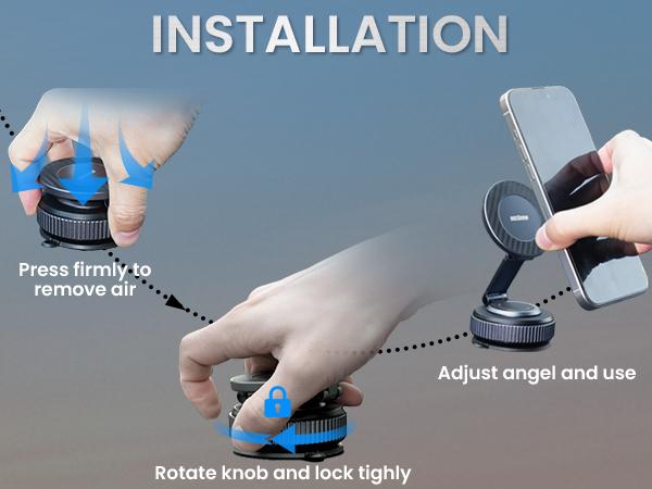 Magnetic Suction Cup Phone Mount, MagSafe Car Holder 360°, Car/Gym/Mirror, iPhone 16/15/14/13