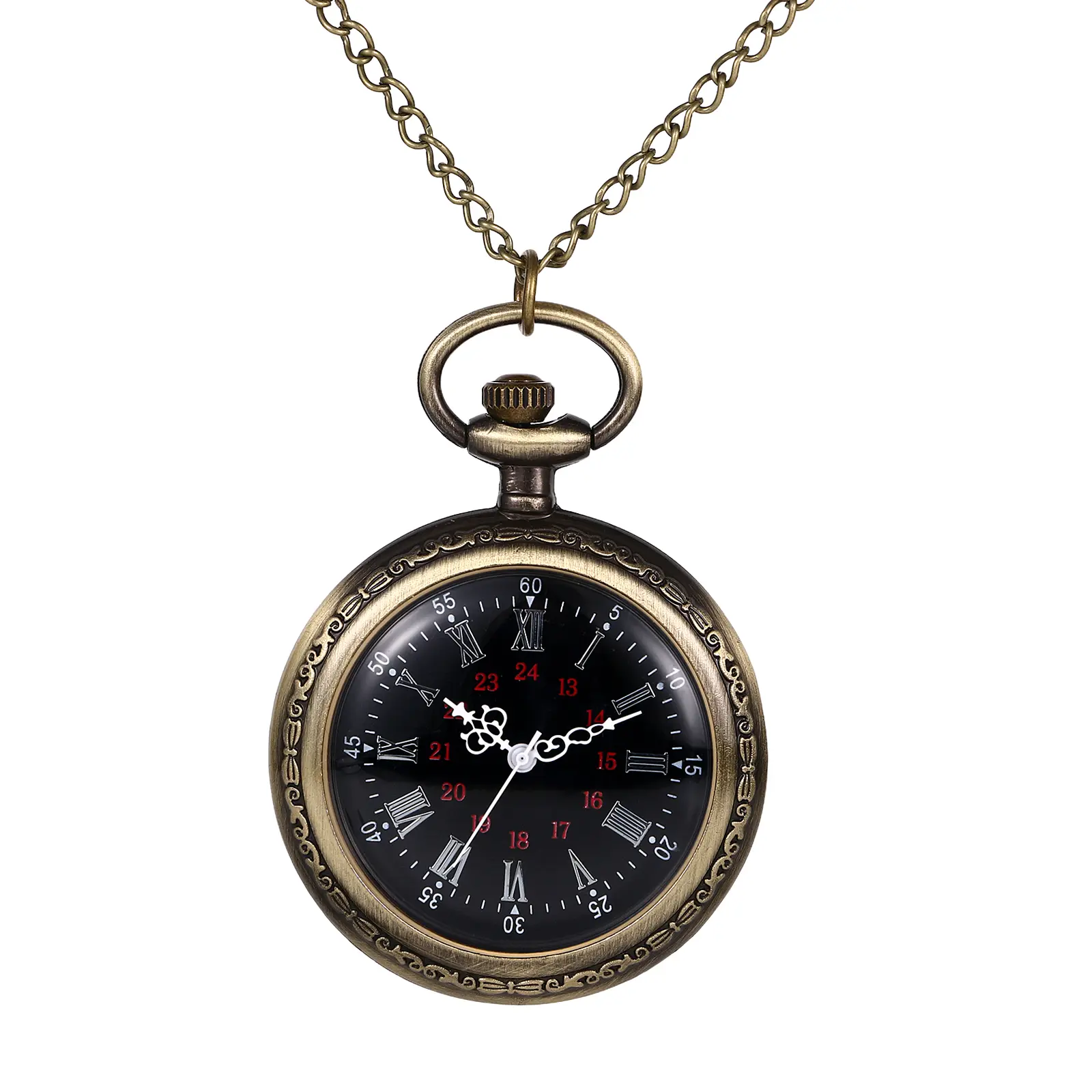 OIDEA Unisex Antique Pocket Watch, Vintage Alloy Case with a Reliable Quartz Movement, Easy-to-Read Arabic Numerals and Long Chain Wear, Collectibles, Easy To Use & Versatile, Round Face, Arabic Num.