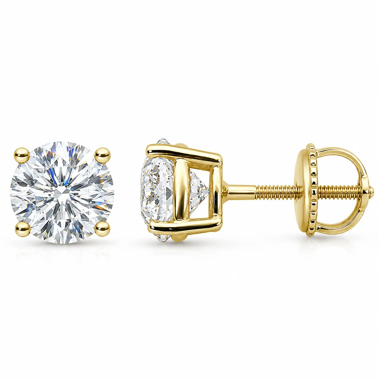 1.00ct 14K Yellow Gold Lab Grown Diamond Earrings