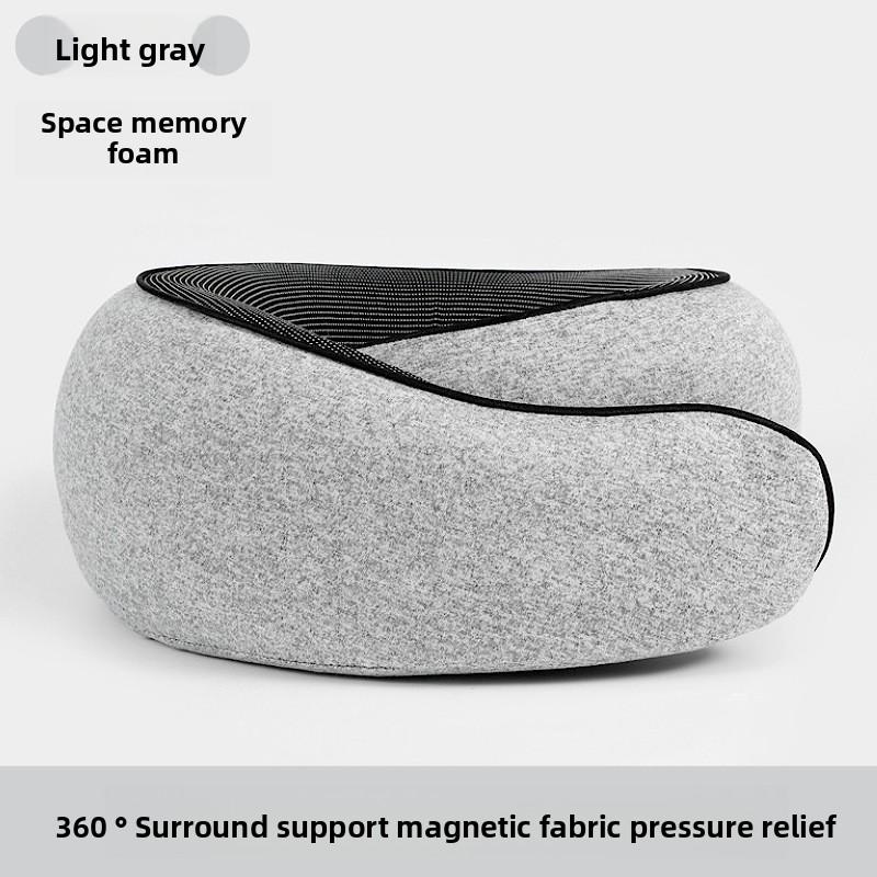 Travel Neck Pillow U-Shaped Memory Foam with 360° Surround Support Light Gray Space Memory Foam for Travel Office Naps Airplane Use Portable Magnetic Fabric Pressure Relief