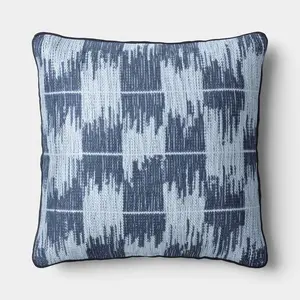 18"x18" Ikat Woven Pillow Light Blue/Navy - Threshold