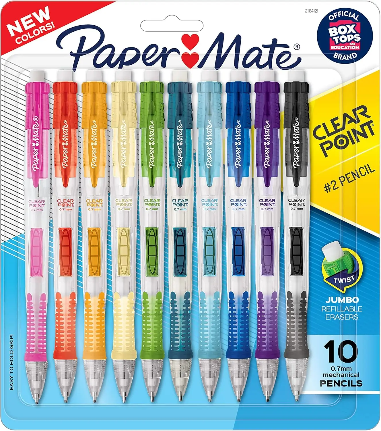 Clearpoint Mechanical Pencils, 0.7mm HB #2 Pencil Lead, 2 Pencils, Assorted Fashion Barrel Colors, 10 Count - Back to School Essentials, Note-Taking, Teacher Supplies