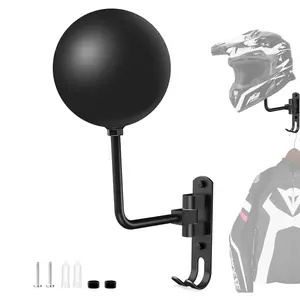Motorcycle Helmet Stand, 180 Degree Rotating Wall Mount Rack with 2 Hooks, Motorcycle Jacket Hook, Durable & Secure Design, Wall Mount Organizer