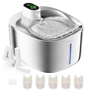 APETDOLA SL Stainless Steel Pet Water Fountain,FathersDayGift Cat Water Fountain, Wireless Pet Fountain,  4L Automatic Water Dispenser for Cats & Dogs, Easy Clean, Ultra-Quite