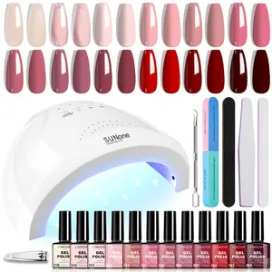 Limegirl 19PCS Gel Nail Polish Kit with UV Lamp ,12Color Gel Nail Polish Set Soak Off UV Light Cure Gel Polish Kit for Salon and Nail Art DIY at Home nail luminary  gel  nail nail  kit  for  beginners