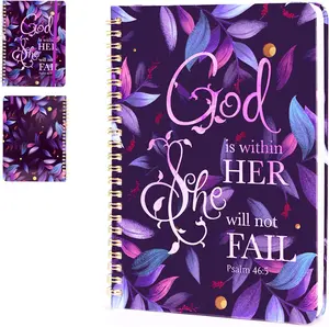 Spiral Notebook Lined 100 GSM thick 140 Pages, Bible Verse Notebook for Bible study A5 size with Back Pocket