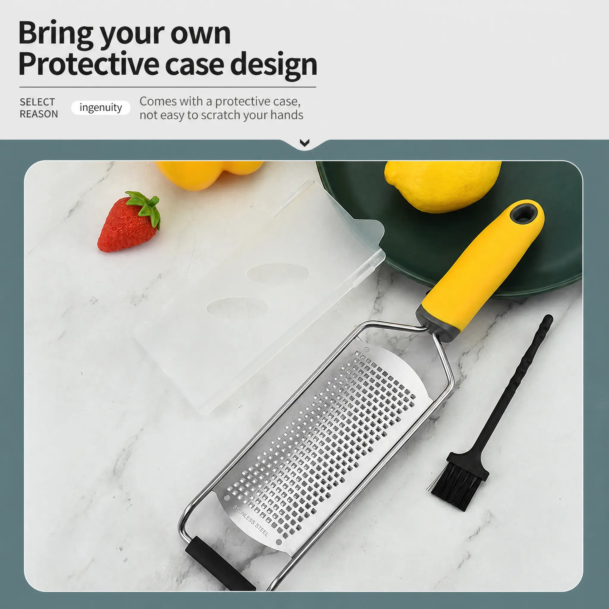 Lemon Zester & Heavy Duty Cheese Grater & Vegetable Grater - Parmesan Cheese Lemon, Garlic, Nutmeg, Chocolate, Fruits, Vegetables, Ginger Grater - Cheese Shredder & Stainless Steel Grater