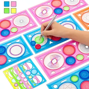 4/8pcs Transparent Spirograph Drawing Rulers (20x11cm) – Rotating Geometric Pattern Templates, Reusable Drafting Tools for Students, Artists & Math Geometry Learning