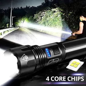 Rechargeable Xhp50 LED Flashlight with COB Side Light, Bright Outdoor Handheld Torch, Adjustable Focus Up to 300m, Ideal for Camping Hiking Emergencies