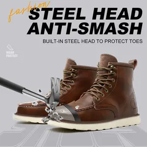 Men’s casual safety boots with soft upper—lightweight and comfortable; sports work boots with impact resistance and puncture protection.