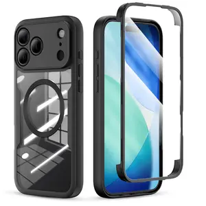 Case for iPhone 17 Pro 6.3" w/ Built-in Tempered Glass Screen Protector and Camera Control Button, Compatible with MagSafe, 360 Degree Full Body Cover Protective