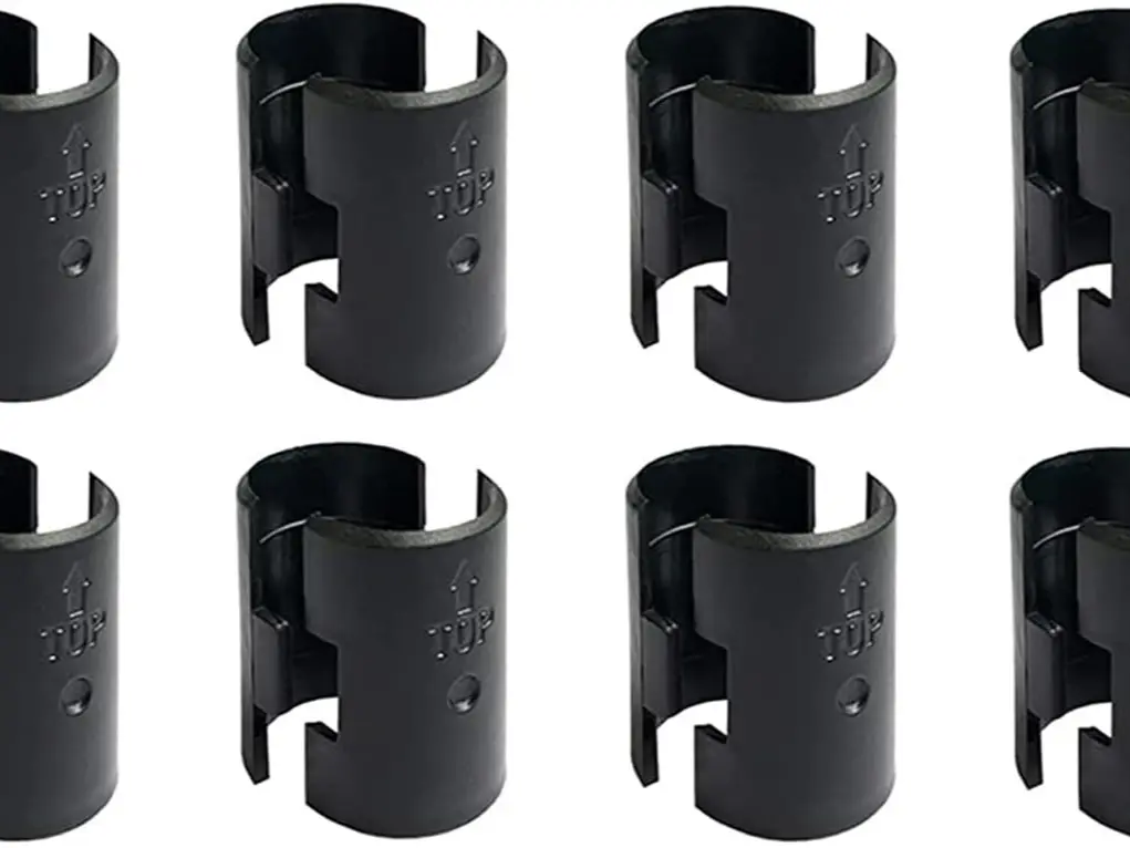 16 Pcs 8 Pairs Wire Shelving Shelf Lock Clips for 1" Post Black | Durable plastic rack sleeves replacements fits 1 inch metal poles with layer height adjustment stability