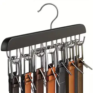Multi-functional wooden belt hook - perfect for ties, scarves, etc. - ideal wardrobe organizer for homes and dormitories, easy to insert, easy to pick up, saves space, making your wardrobe neat and tidy (2-piece set)