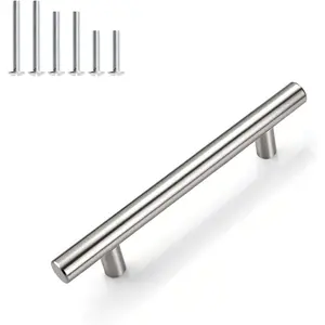 30 Pack 3-3/4 Inch (96mm) Hole Center 6'' Overall Length Cabinet Pulls, Brushed Nickel Stainless Steel Cabinet Handles, Silver Satin Nickel Kitchen Drawer Pulls