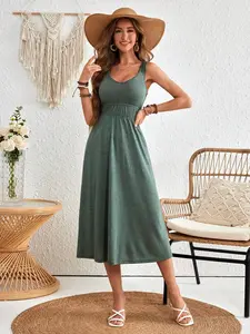 Solid Color Sleeveless Backless Bodycon Dress For Women