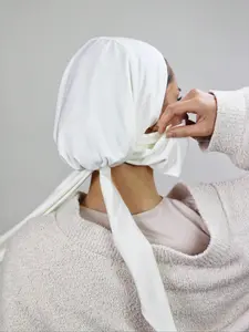 Women Solid Color Tie Back Elastic Drawstring Headband, Breathable Comfortable Non-Slip Sports Headscarf Cap, Ideal for Yoga & Fitness