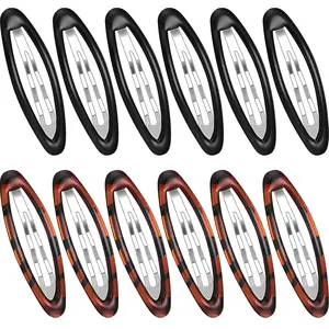 12 count Hair Clip Barrettes for Women Oval Snap Tortoise Metal Snap Clips Thin Hair Grips Ellipse Clips Non Slip Barrettes Accessories, 2.8 In(Fresh Style)