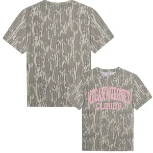 Unisex Megan Moroney Cloud 9 Light Pink Mossy Oak Bottomland Camo Printed Shirt, Stretch Fabric, Streetwear Casual Wear Breathable Material Versatile Styling Soft Fabric Edgy