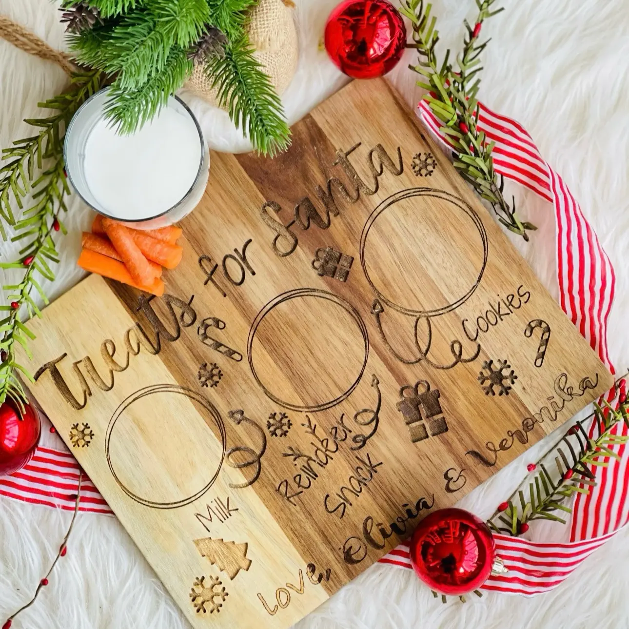 Santa Cookies and Milk Tray| Personalized Santa Tray|Custom Family Santa Tray|Cookies and Milk Santa’s Tray