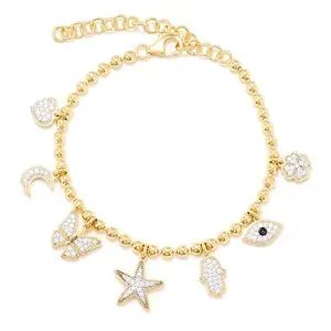 Rarities White Zircon Charm Bracelet with Extender