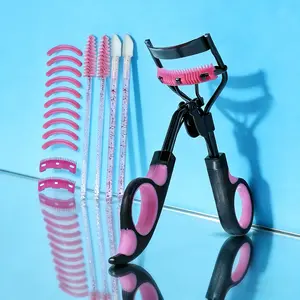 European and American Fashion Glam Eyelash Curler Curling Set, Eyelash Curlers Pad, Includes Replacement Strips, Comb, Lip Brush, Eyelash Brush, Perfect Makeup Tool, Travel Friendly