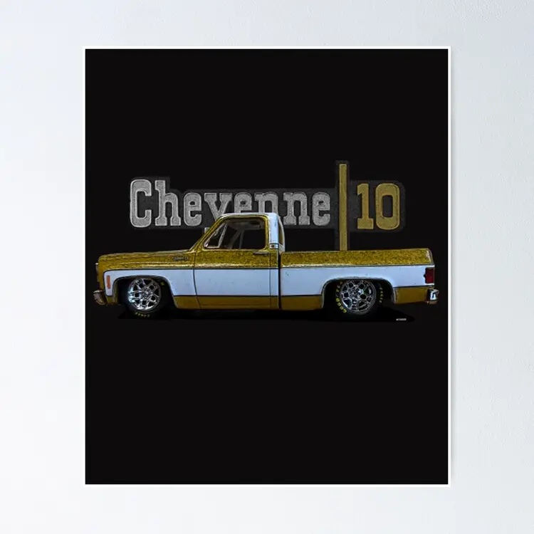Squarebody 1973 Slammed Chevy C10 Cheyenne Squarebody Truck Poster UNFRAMED AESTHETIC CANVAS POSTER