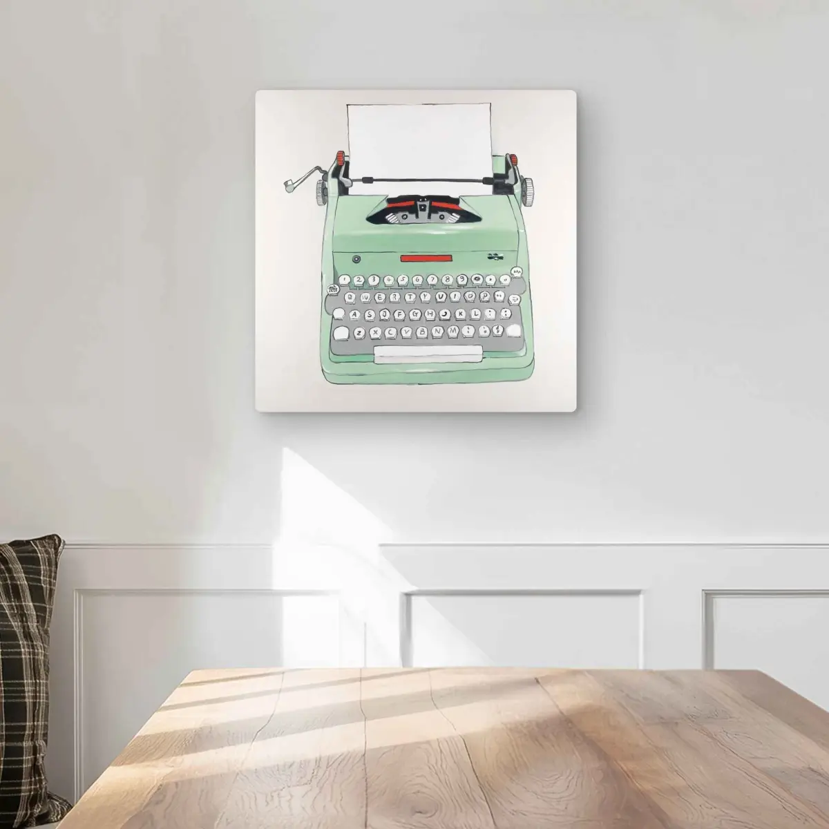 Begin Home Decor C1MP1616N50FAE 16 x 16 in. Mint Typewriter Metal Print Wall Art - Unique Office Decor for Home