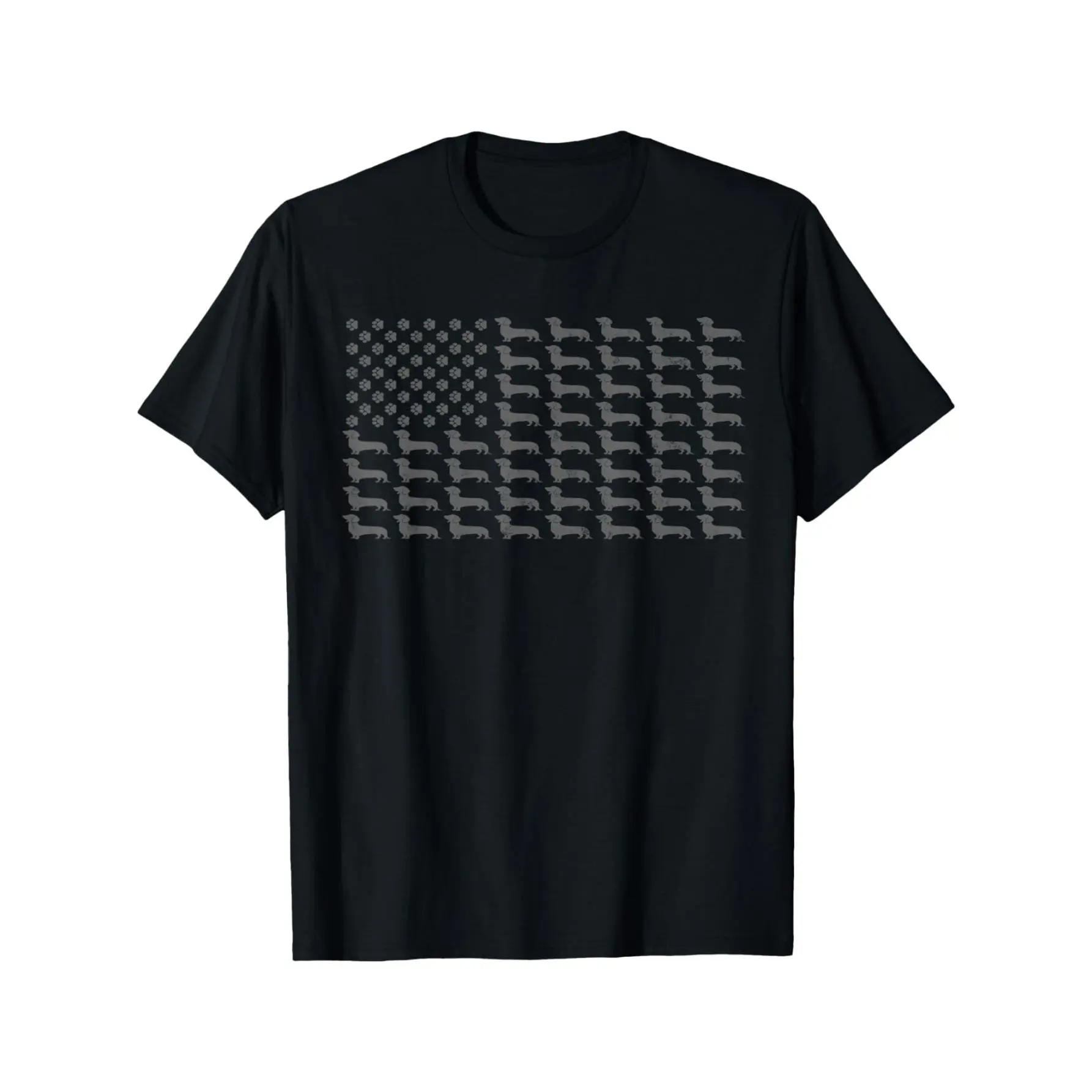 Vintage American Flag Dachshund T-Shirt - Loose Fit Casual Tee Suitable for Dachshund Owners, Machine Washable Dog Lover Apparel 180g