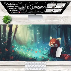 Red Panda Mouse Pad, Cute Red Panda, Kawaii Desk Mat, Animal Mouse Pad Red Panda Desk Mat, Forest, Gaming  Mouse Pad, Gamer Desk Mat