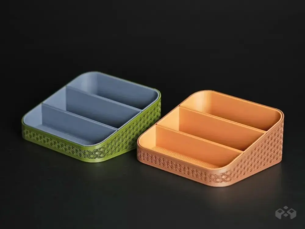 Asanoha Desk Catchall Tray Organizer, 16x15cm PLA Plastic Tray with Japanese Motif, Crisp Print for Organizing Office Stationery Items, Organizes Items