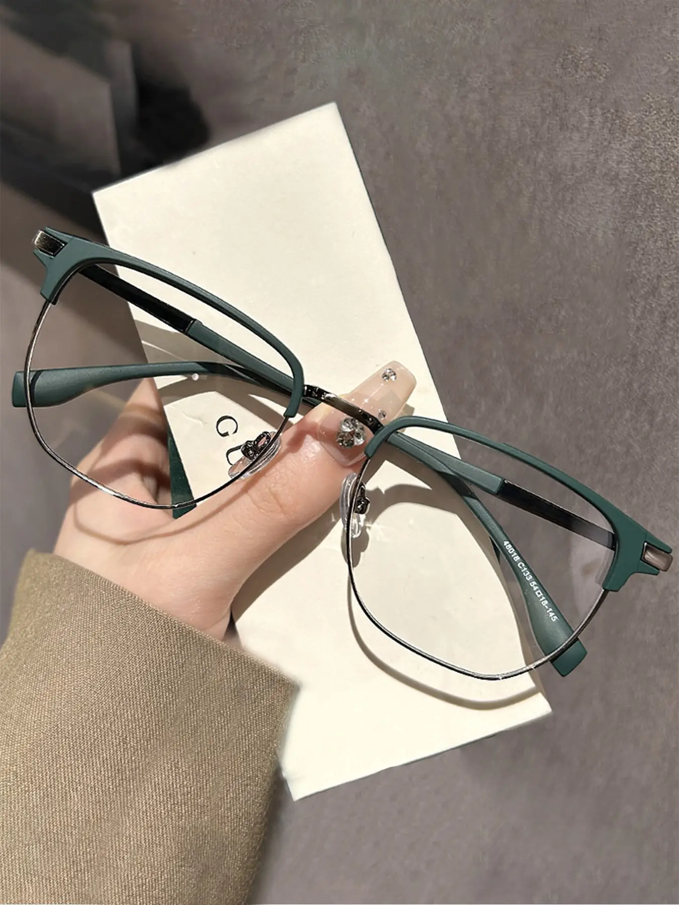 Simple Square Semi-rimless Frame Eyeglasses for Women & Men, Fashion Eyeglasses for Work, Daily Clothing Decor, Perfect for Student Daily Use, National Day Offers, Stylish Eyeglass, Fashionable Frames Glasses, Fashion Eyewear