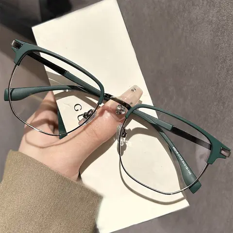 Simple Square Semi-rimless Frame Eyeglasses for Women & Men, Fashion Eyeglasses for Work, Daily Clothing Decor, Perfect for Student Daily Use, National Day Offers, Stylish Eyeglass, Fashionable Frames Glasses, Fashion Eyewear
