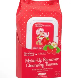 Celavi Strawberry Shortcake Make-Up Remover Cleansing Tissues Moisturizing Refreshing 40 Sheets Gentle Hydrating Makeup Remover Made in Korea