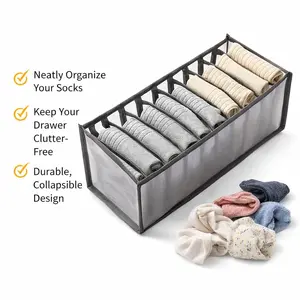 Set of 2 10-compartment foldable storage boxes - non-woven fabric drawer organisers with mesh, suitable for trousers, underwear, pants and travel accessories, space-saving wardrobe storage boxes