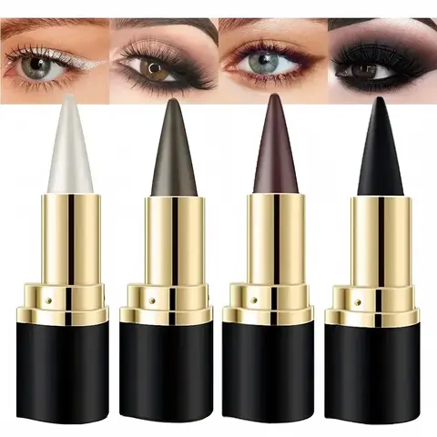 2Pcs Waterproof Gel Eyeliner Pencils - Quick-Drying Matte Cosmetic, Lipliner-Compatible, Cat Eye Stencil, Smokey Eye Palette, Goth Halloween Kit, Valentine's Day Gift for Girls (Easy Application)