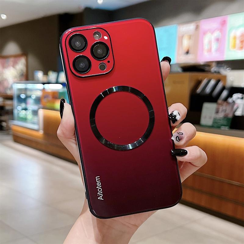 ROTUNOE Case for iPhone 16 Pro Max 15 14 13 12 11 Pro Max Case, Support for Magsafe, Magnetic Wireless Charger Case, Gradient Glass Back Cover with Full Camera Lens Protector Cover