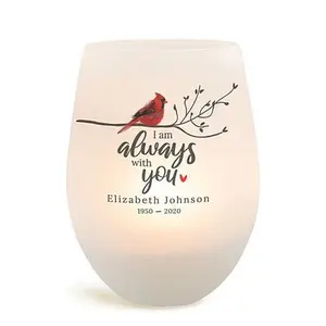 MBM Always With You Memorial Frosted Wine Glass Votive Holder
